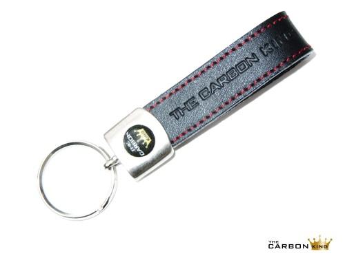 THE CARBON KING KEYRING BLACK LEATHER WITH ROSSO STITCHING MADE IN PORTUGAL