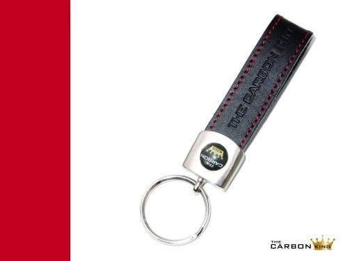 THE CARBON KING KEYRING BLACK LEATHER WITH ROSSO STITCHING MADE IN PORTUGAL