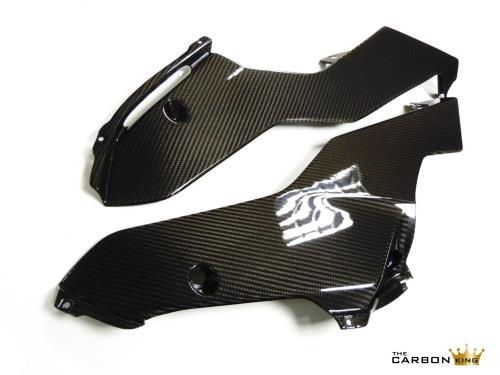 YAMAHA R6 2017 CARBON FIBRE BELLY PANS (PAIR) IN TWILL GLOSS WEAVE FIBER PAN